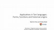 Research paper thumbnail of Applicatives in Tani languages: Forms, functions and historical origins