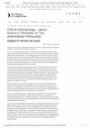 Research paper thumbnail of Critical anthropology -about Adorno's "Remarks on The Authoritarian Personality"