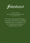 Research paper thumbnail of La Corte costituzionale del Niger si pronuncia sulle misure straordinarie  predisposte per lo svolgimento dei lavori parlamentari durante la pandemia da Covid-19