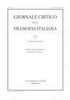 Research paper thumbnail of GIORNALE CRITICO DELLA FILOSOFIA ITALIANA CASA EDITRICE LE LETTERE FIRENZE