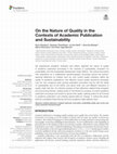 Research paper thumbnail of Shephard, K., Thondhlana, G., Wolff, L.A., Belluigi, D, Z., Rieckmann, M., Vega-Marcote, P. 2021. On the nature of quality in the contexts of academic publication and sustainability. Frontiers in Education. https://doi.org/10.3389/feduc.2021.634473