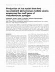 Research paper thumbnail of Production of ice nuclei from two recombinant Zymomonas mobilis strains employing the inaZ gene of Pseudomonas syringae