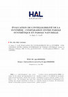 Research paper thumbnail of Évaluation De L'Intelligibilité De La Synthèse : Comparaison Entre Parole Synthétique et Parole Naturelle