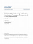 Research paper thumbnail of Environmental values, knowledge and behaviour