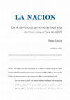 Research paper thumbnail of De la democracia moral de 1983 a la democracia crítica de 2001