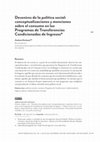 Research paper thumbnail of Devenires de la política social: conceptualizaciones y menciones sobre el consumo en los Programas de Transferencias Condicionadas de Ingresos