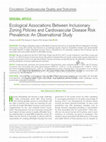 Research paper thumbnail of Ecological Associations Between Inclusionary Zoning Policies and Cardiovascular Disease Risk Prevalence: An Observational Study