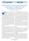 Research paper thumbnail of Immediate Effect of a Service Dog on Walking Speed in Individuals with MS and Gait Dysfunction: A Pilot Study