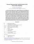 Research paper thumbnail of Pressure Integration Rules and Restrictions for the Navier-Stokes Equations