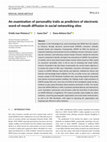 Research paper thumbnail of An examination of personality traits as predictors of electronic word-of-mouth diffusion in social networking sites