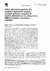 Research paper thumbnail of Safety and immunogenicity of a combined diphtheria-tetanus-acellular pertussis-hepatitis B vaccine administered according to two different primary vaccination schedules