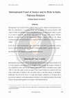 Research paper thumbnail of International Court of Justice and its Role in India -Pakistan Relation