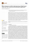 Research paper thumbnail of Recent Advances in Additive Manufacturing of High Entropy Alloys and Their Nuclear and Wear-Resistant Applications