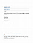 Research paper thumbnail of Lobbying for endorsement of community psychology in Australia