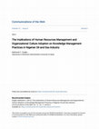 Research paper thumbnail of The Implications of Human Resources Management and Organizational Culture Adoption on Knowledge Management Practices in Nigerian Oil and Gas Industry