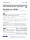 Research paper thumbnail of Molecular genetic diagnosis of Glanzmann syndrome in Iranian population; reporting novel and recurrent mutations