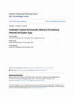 Research paper thumbnail of Cholesterol Analysis by Enzymatic Method in Conventional, Pastured and Organic Eggs