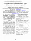 Research paper thumbnail of Analog realization of fractional order hybrid differentiators via Carlson's approach