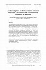 Research paper thumbnail of An Investigation of the Association between Corporate Governance and Environmental Reporting in Malaysia