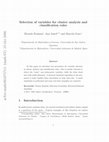 Research paper thumbnail of Selection of variables for cluster analysis and classification rules