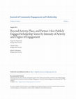 Research paper thumbnail of Beyond Activity, Place, and Partner: How Publicly Engaged Scholarship Varies by Intensity of Activity and Degree of Engagement