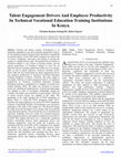 Research paper thumbnail of Talent Engagement Drivers And Employee Productivity In Technical Vocational Education Training Institutions In Kenya