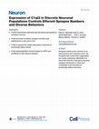 Research paper thumbnail of Expression of C1ql3 in Discrete Neuronal Populations Controls Efferent Synapse Numbers and Diverse Behaviors