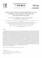 Research paper thumbnail of Dietary intake of dioxins and dioxin-like PCBs, due to the consumption of dairy products, fish/seafood and