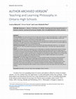 Research paper thumbnail of Teaching and learning philosophy in Ontario high schools