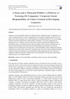 Research paper thumbnail of A Stone and a Thousand Pebbles: A Pathway to Focusing Oil Companies’ Corporate Social Responsibility on Value Creation in Developing Countries