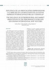 Research paper thumbnail of Influencia de las orientaciones emprendedora y al mercado en los resultados de las nuevas empresas internacionales belgas y españolas