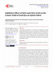 Research paper thumbnail of Inhibitive Effect of NaCl and Citric Acid on the Colour Yield of Acid Dye on Nylon Fabric