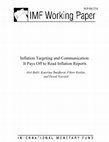 Research paper thumbnail of Inflation Targeting and Communication: It Pays off to Read Inflation Reports