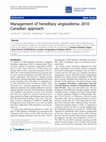 Research paper thumbnail of Management of hereditary angioedema: 2010 Canadian approach