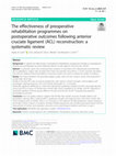 Research paper thumbnail of The effectiveness of preoperative rehabilitation programmes on postoperative outcomes following anterior cruciate ligament (ACL) reconstruction: a systematic review