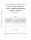 Research paper thumbnail of On the Equivalence of Maximum SNR and MMSE Estimation: Applications to Additive Non-Gaussian Channels and Quantized Observations