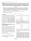 Research paper thumbnail of Mass-Energy Equivalence in Spiral Structure for Elementary Particles and Balance of Potentials