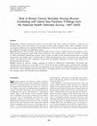 Research paper thumbnail of Risk of Breast Cancer Mortality Among Women Cohabiting with Same Sex Partners: Findings from the National Health Interview Survey, 1997–2003