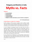 Research paper thumbnail of Polygamy and Muslims in India Myths Vs Facts