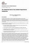 Research paper thumbnail of An Empirical Test of Six Stated Importance Measures