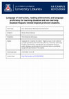 Research paper thumbnail of Language of instruction, reading achievement, and language proficiency for learning-disabled and non-learning-disabled Hispanic limited English proficient students