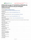 Research paper thumbnail of Differential escape of neutralizing antibodies by SARS-CoV-2 Omicron and pre-emergent sarbecoviruses