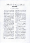 Research paper thumbnail of A Tribute to the" Teacher of Soviet Teacher's