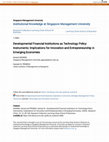 Research paper thumbnail of Developmental financial institutions as technology policy instruments: implications for innovation and entrepreneurship in emerging economies