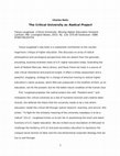 Research paper thumbnail of The Critical University as Radical Project