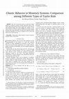 Research paper thumbnail of Chaotic Behavior In Monetary Systems: Comparison Among Different Types Of Taylor Rule