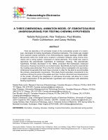 Research paper thumbnail of A THREE-DIMENSIONAL ANIMATION MODEL OF EDMONTOSAURUS (HADROSAURIDAE) FOR TESTING CHEWING HYPOTHESES