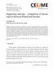 Research paper thumbnail of Supporting start-ups – comparison of chosen aspects between Poland and Sweden