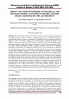 Research paper thumbnail of IMPACT OF COVID-19 PANDEMIC ON POLITICAL AND SOCIO-ECONOMIC ACTIVITIES IN NIGERIA AND THE POLICY RESPONSE BY THE GOVERNMENT