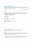 Research paper thumbnail of National Culture and Entrepreneurship : A Review of Behavioral Research